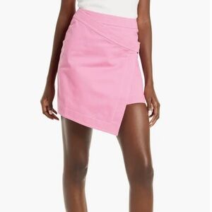 Amylynn Women’s Jagger Denim Pink Wrap Skirt Fitted Asymmetrical sz UK L (US 8)